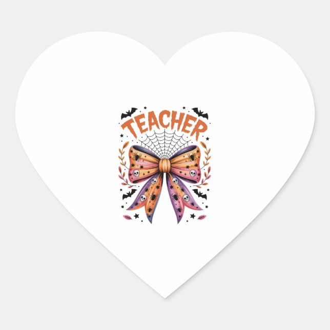 Lehrerin Spooky Halloween Herz-Aufkleber (Vorderseite)