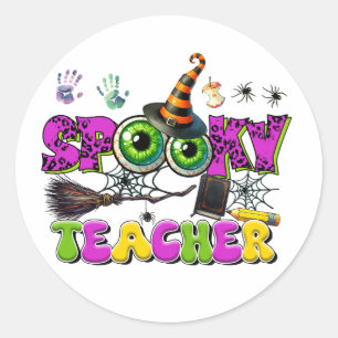 Lehrerin Spooky Halloween Runder Aufkleber