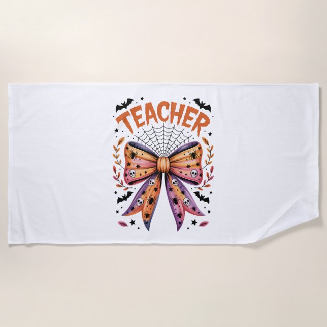 Lehrerin Spooky Halloween Strandtuch (Vorderseite)