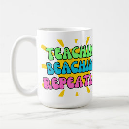 Lehrerin, Strand, Wiederholung mit Sonnenschein Kaffeetasse
