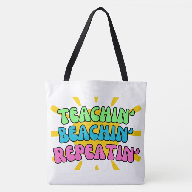 Lehrerin, Strand, Wiederholung mit Sonnenschein Tasche (Vorderseite)