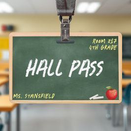 Lehrerin Student Bad Hall Pass Chalkboard Ausweis