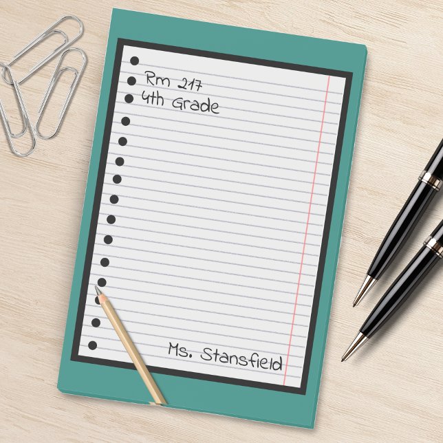 Lehrerin Student Papier Klasse Lose Leaf Papier Post-it Klebezettel (green lined paper pencil school teacher notepad)