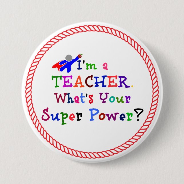 Lehrerin Superhero Button (Vorderseite)