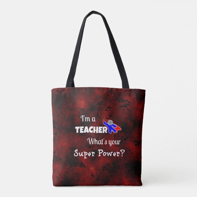 Lehrerin Superhero Tasche (Rückseite)