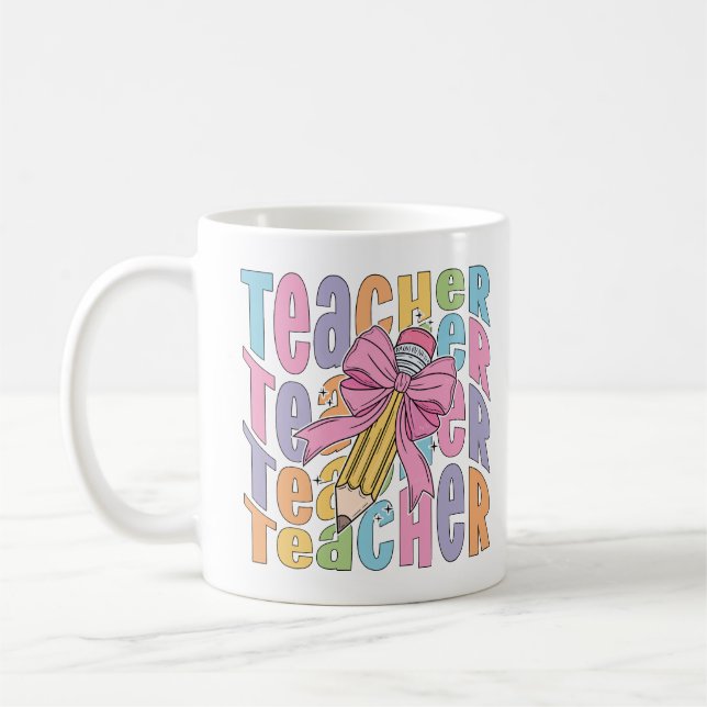 Lehrerin Tasse mit Stift & Bow, Geschenk des Lehre (Links)