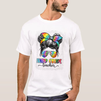 Lehrerin Unordentlicher Knoten Tie Dye T-Shirt