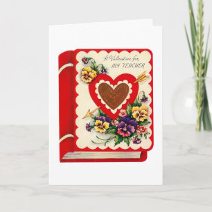 Lehrerin Valentine Book Feiertagskarte