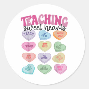 Lehrerin Valentine Day Retro Lehre Süße C Runder Aufkleber