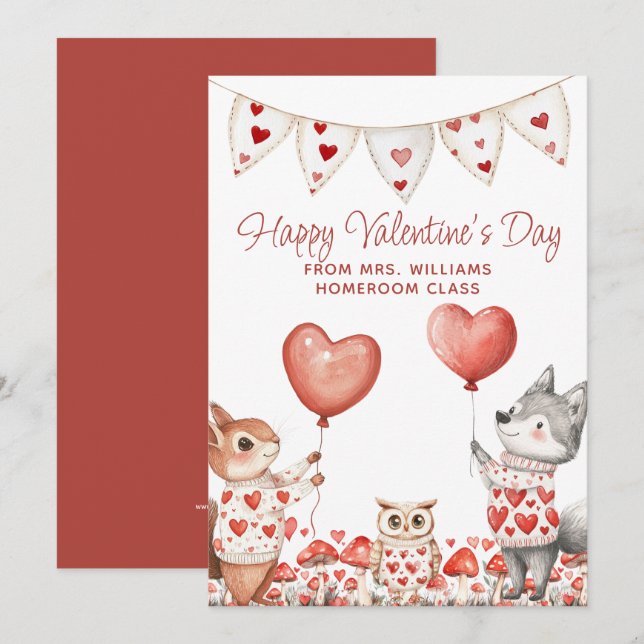 Lehrerin Valentine in der Klasse Feiertagskarte (Vorne/Hinten)