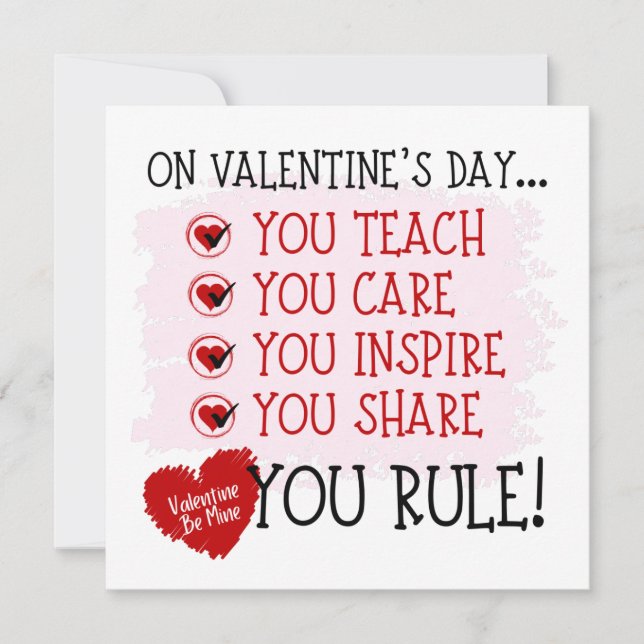Lehrerin Valentine, Sie regieren Lehrerin Karte (Vorderseite)