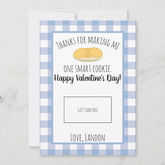 Lehrerin Valentine Smart Cookie Geschenkkarte Dankeskarte (Vorderseite)