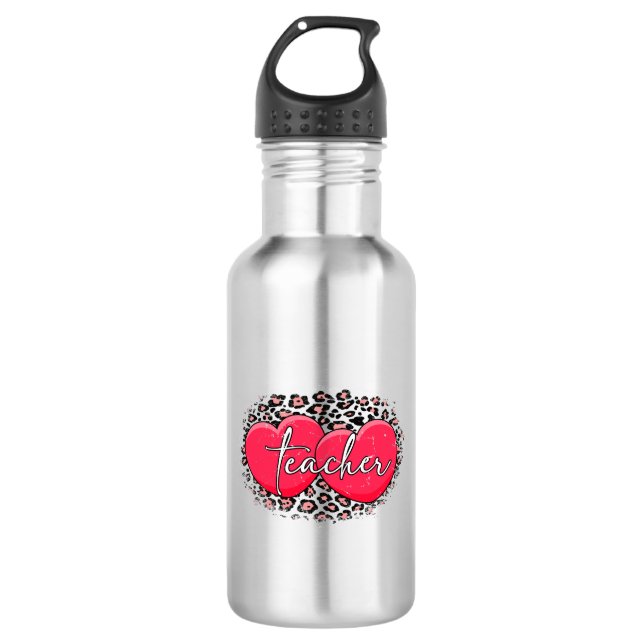 Lehrerin Valentinleopard Edelstahlflasche (Vorderseite)