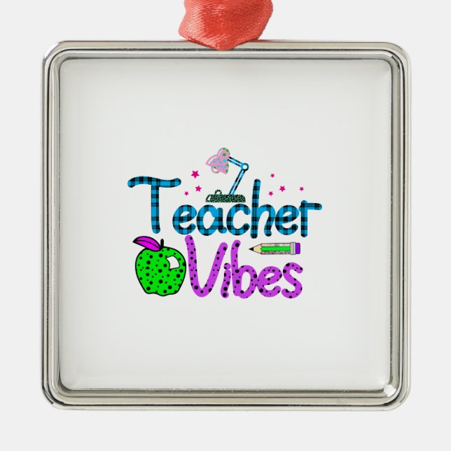 Lehrerin Vibes Ornament Aus Metall (Vorne)