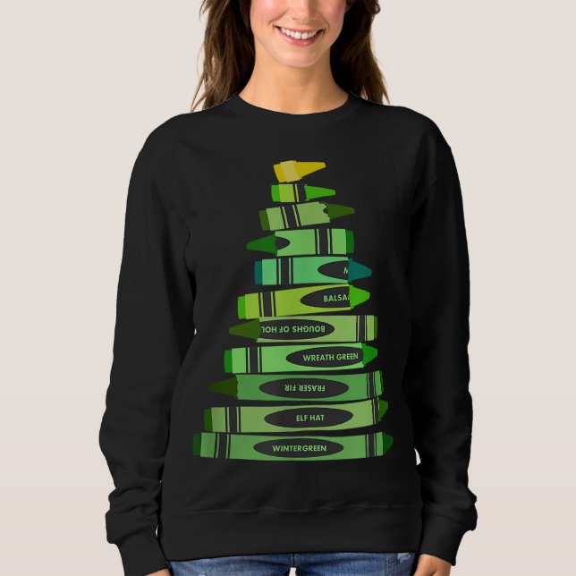 Lehrerin Weihnachtsgeschenk Crayon Tree Sweatshirt (Vorderseite)