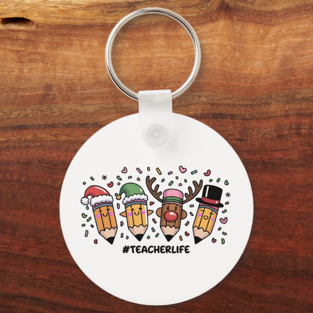 Lehrerin Weihnachtsstifte Lehrerin Leben frohe Wei Schlüsselanhänger (Vorderseite)