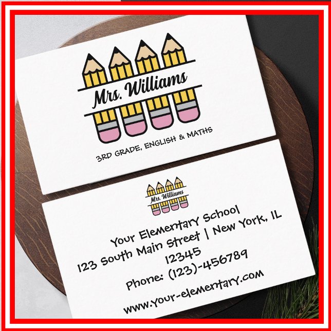 Lehrerin Wertschätzung Bleistift angesehen Visitenkarte (Von Creator hochgeladen)