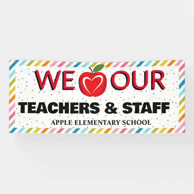 Lehrerin Wertschätzung Woche Farbiger roter Apfel Banner (Horizontal)