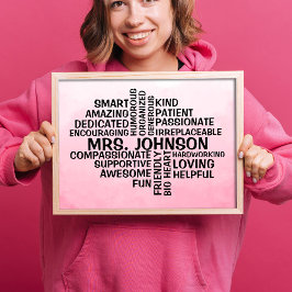 Lehrerin Word Cloud Name Pink Ombre Poster