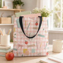 Lehrerin Zurück zur Schule Wasserfarbe Rosa Gingha