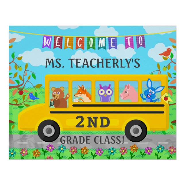 Lehrerklasse Begrüßung Unterzeichnung von Niedlich Poster (Vorderseite)