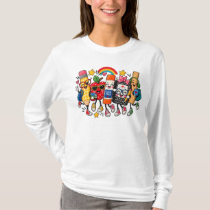 Lehrerleben Faux-Patchwork, Schulmaterial T-Shirt