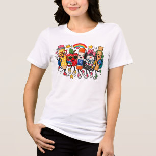 Lehrerleben Faux-Patchwork, Schulmaterial Tri-Blend Shirt