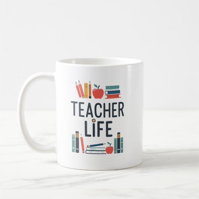 Lehrerleben Moderne Typografie Design Kaffeetasse (Links)