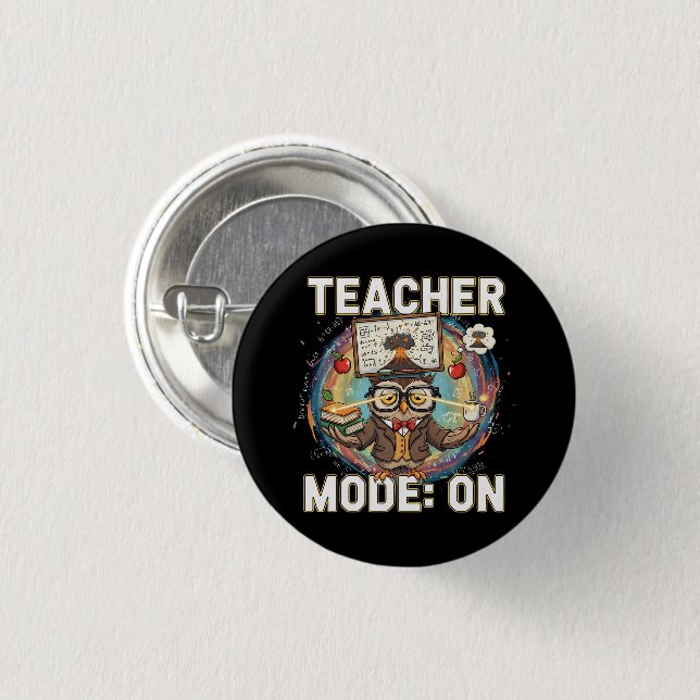 Lehrermodus: EIN – Lustiges Eulen-Lehrer-Design Button (Vorne & Hinten)