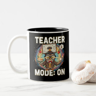 Lehrermodus: EIN – Lustiges Eulen-Lehrer-Design Zweifarbige Tasse