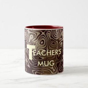 Lehrermug Beige und braunes Wirbelmuster Zweifarbige Tasse