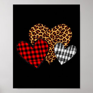 Lehrern Valentines 3 Herzen Buffalo Kariert Leopar Poster