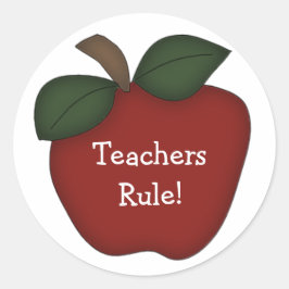 Lehrerregel!-Roter Apple Runder Aufkleber
