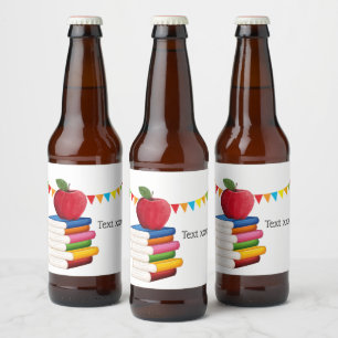 Lehrerrente , Apple, Lehrer, der sich in Rente set Bierflaschenetikett