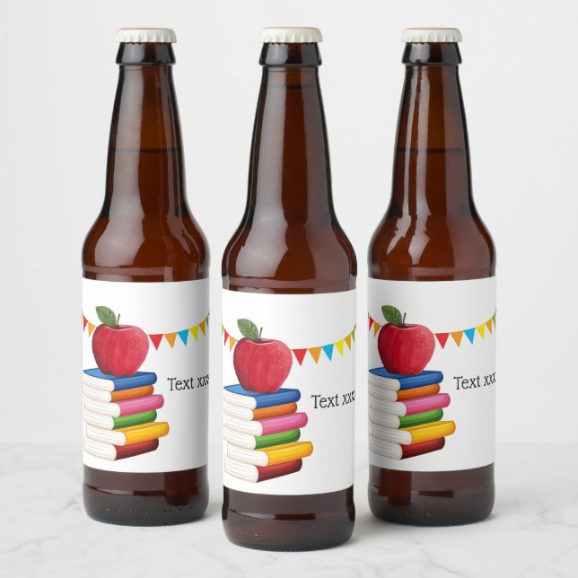 Lehrerrente , Apple, Lehrer, der sich in Rente set Bierflaschenetikett (Flaschen)