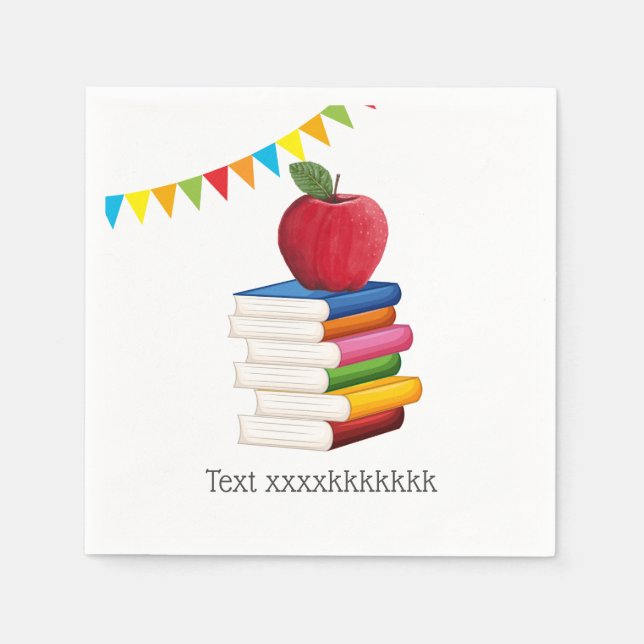 Lehrerrente , Apple, Lehrer, der sich in Rente set Serviette (Vorderseite)