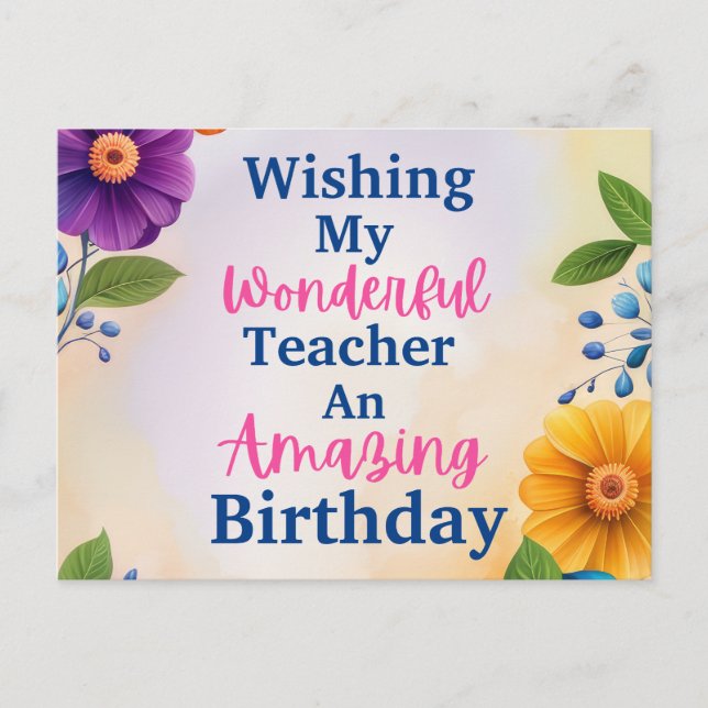 Lehrers Geburtstag Postkarte (Vorderseite)