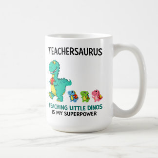 Lehrersaurus-Lehrerhumor mit kleinen Dinosauriern Kaffeetasse