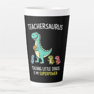 Lehrersaurus-Lehrerhumor mit kleinen Dinosauriern Milchtasse