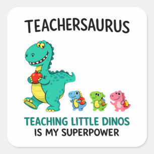 Lehrersaurus-Lehrerhumor mit kleinen Dinosauriern Quadratischer Aufkleber