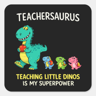 Lehrersaurus-Lehrerhumor mit kleinen Dinosauriern Quadratischer Aufkleber