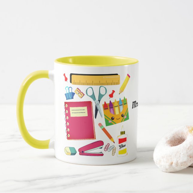 Lehrerschulbedarf Gelb Tasse (Mit Donut)