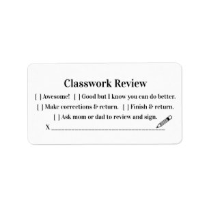 Lehrerschulunterricht/Hausaufgaben-Sticker Adressaufkleber