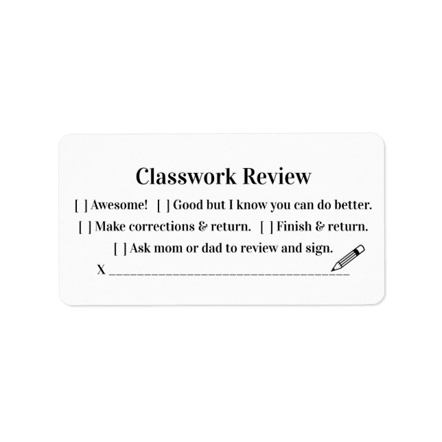 Lehrerschulunterricht/Hausaufgaben-Sticker Adressaufkleber (Vorne)
