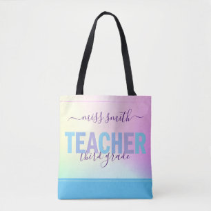 Lehrerskript Name Lila Rosa Ombre Klassenfoto Tasche
