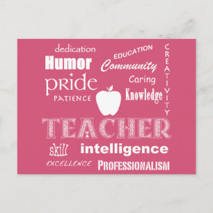 Lehrerstolz+Design des weißen Texts/Rosa Postkarte