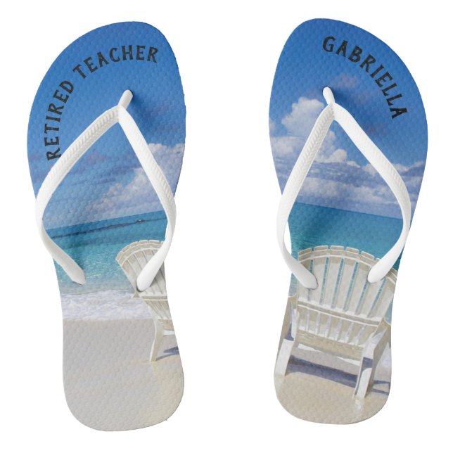 Lehrerstrand mit Liegestühlen in Sand Flip Flops (Fußbett)