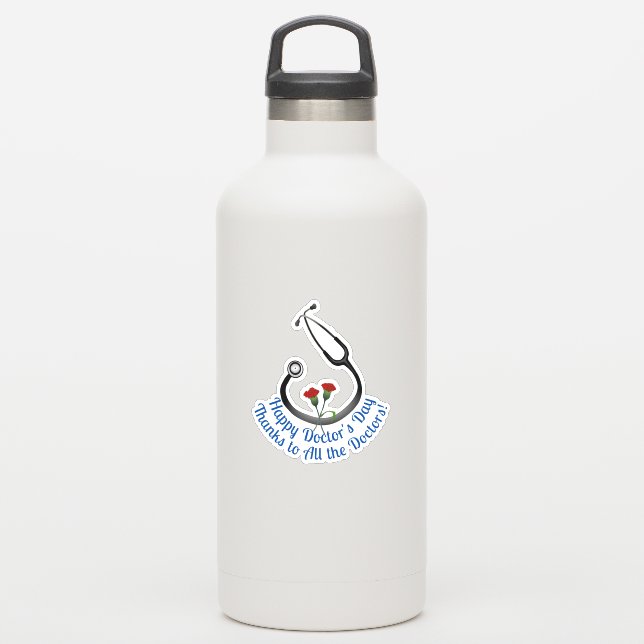 Lehrertag Stethoskop Aufkleber (Wassserflasche)