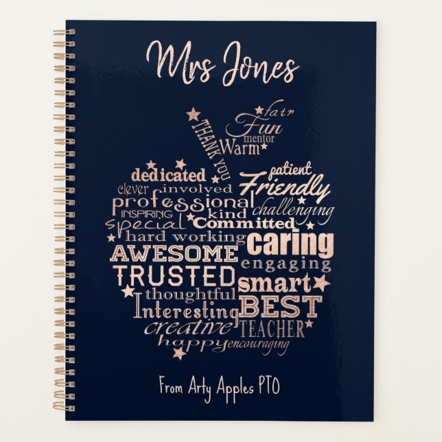 Lehrerwertgeschenk Glitzer Planer (Vorderseite)