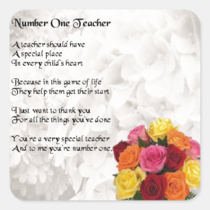 Lehrgedicht - Blume Design Quadratischer Aufkleber